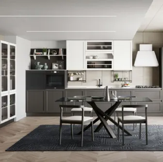 Cucina Classica lineare Contempo in Frassino Grigio Lava e Bianco di Creo