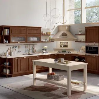 Cucina Classica angolare Grace in Frassino tinto Noce di Creo