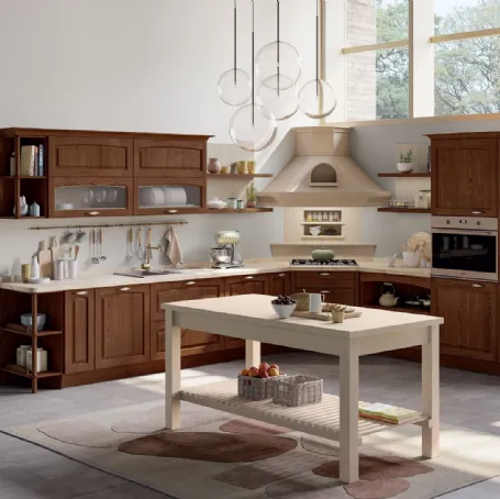 Cucina Classica angolare Grace in Frassino tinto Noce di Creo