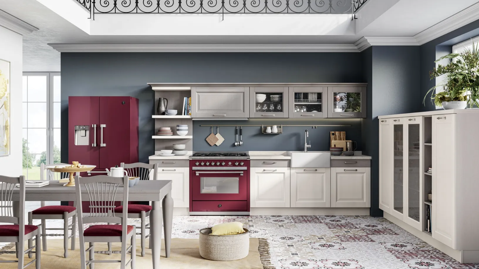 Cucina Classica Oprah Bianco e Rosso di Creo