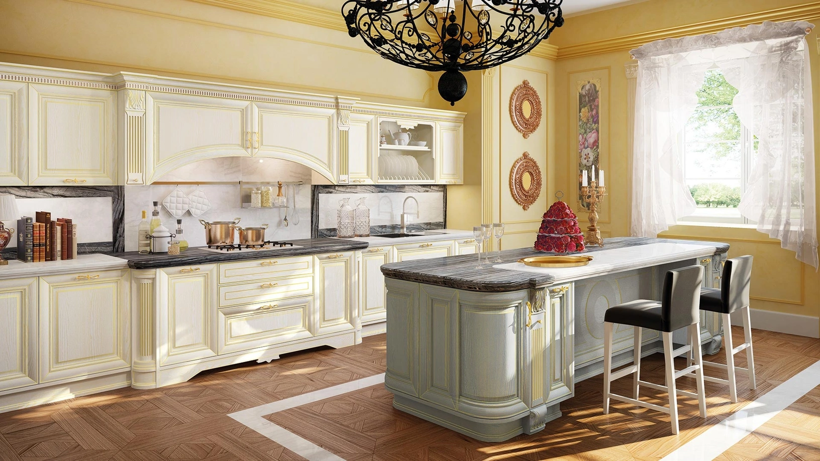 Cucina Classica angolare con isola Pantheon 07 di Lube