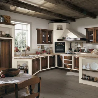 Cucina in muratura Onelia Frassino tinto Noce di Lube