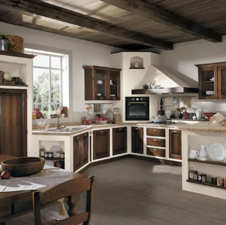 Cucina in muratura Onelia Frassino tinto Noce di Lube