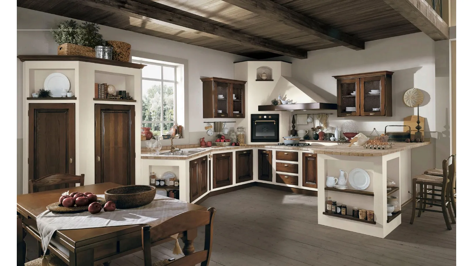 Cucina in muratura Onelia Frassino tinto Noce di Lube