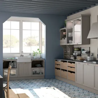 Cucina Moderna Contempo finitura Argilla anta a Doghe e liscia di Creo