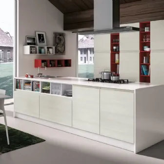 Cucina Moderna lineare Jey Feel in melaminico finitura Rovere Diamond di Creo