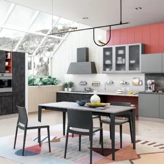 Cucina Moderna lineare Jey Feel finitura Stone Black e Grigio Agata di Creo