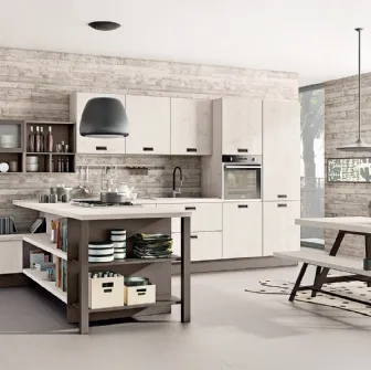 Cucina Moderna angolare Kyra in melaminico Abete Nordico Bianco di Creo