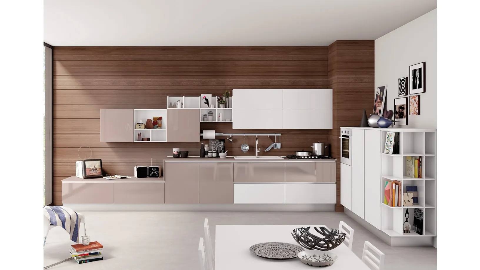 Cucina Moderna Kyra in Laccato Nocciola Lucido di Creo