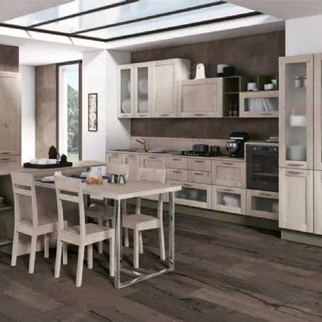 Cucina Kyra Telaio Abete Nordico Bianco e Verde Lichene di Creo