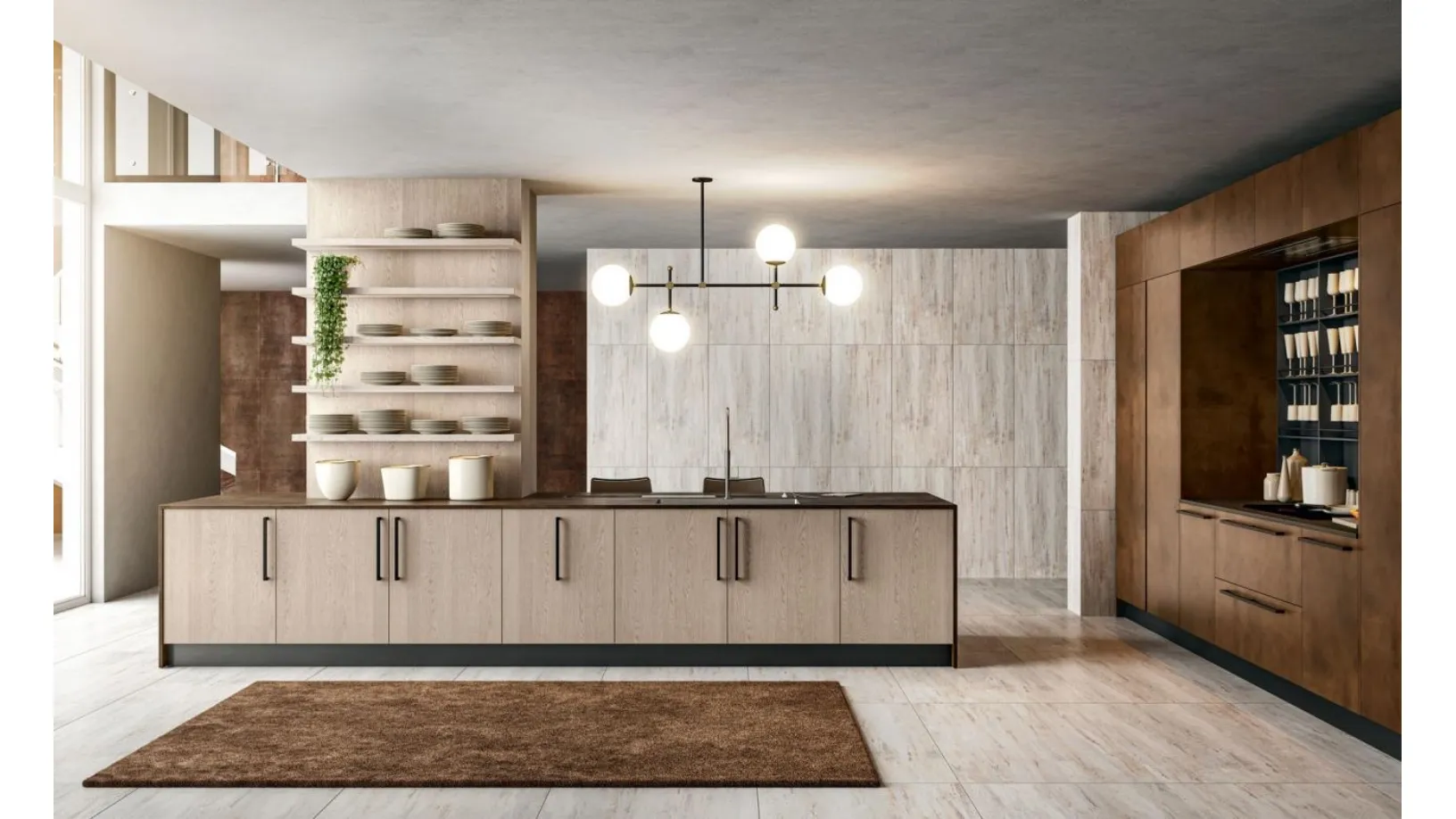 Cucina Moderna con isola Clover Design 05 di Lube