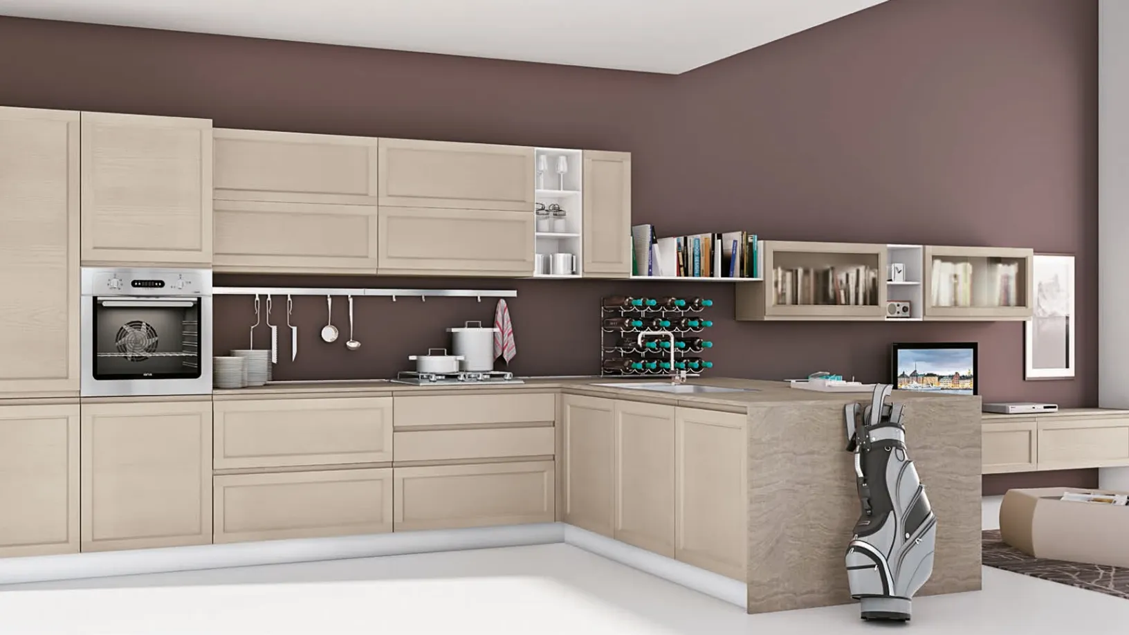 Cucina Moderne Selma in Laccato Canapa di Creo