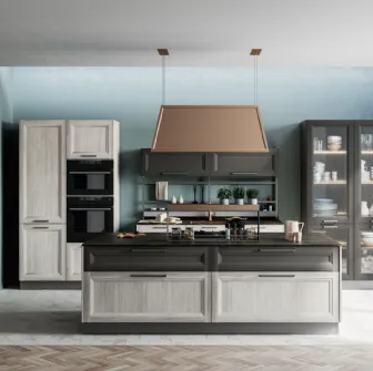 Cucina Moderna Smart con Isola in Frassino Bianco di Creo