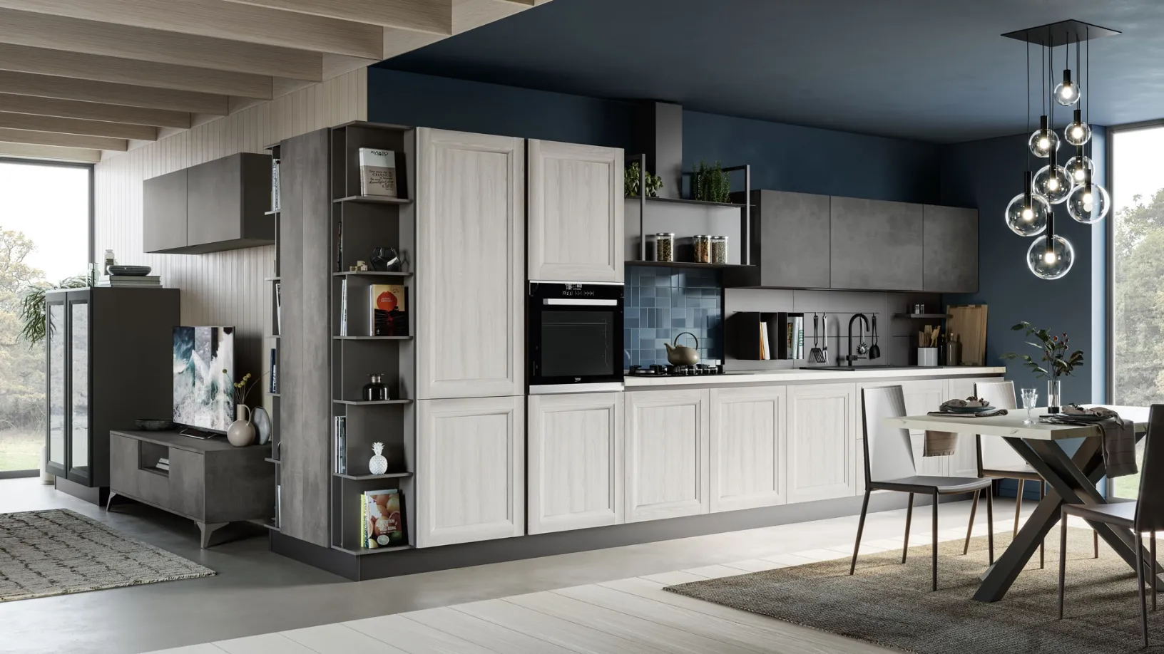 Cucina Moderna Smart finitura Frassino Bianco v3 di Creo