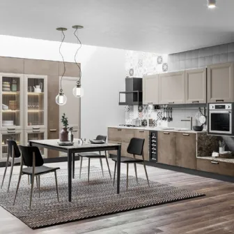 Cucina Moderna lineare Smart 07 finitura Malta Bronzo e Pet Sahara Supermatt di Creo