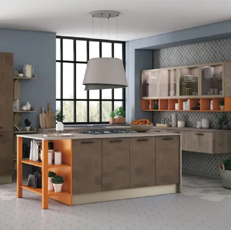 Cucina Moderna Tablet finitura effetto cemento Bronzo di Creo