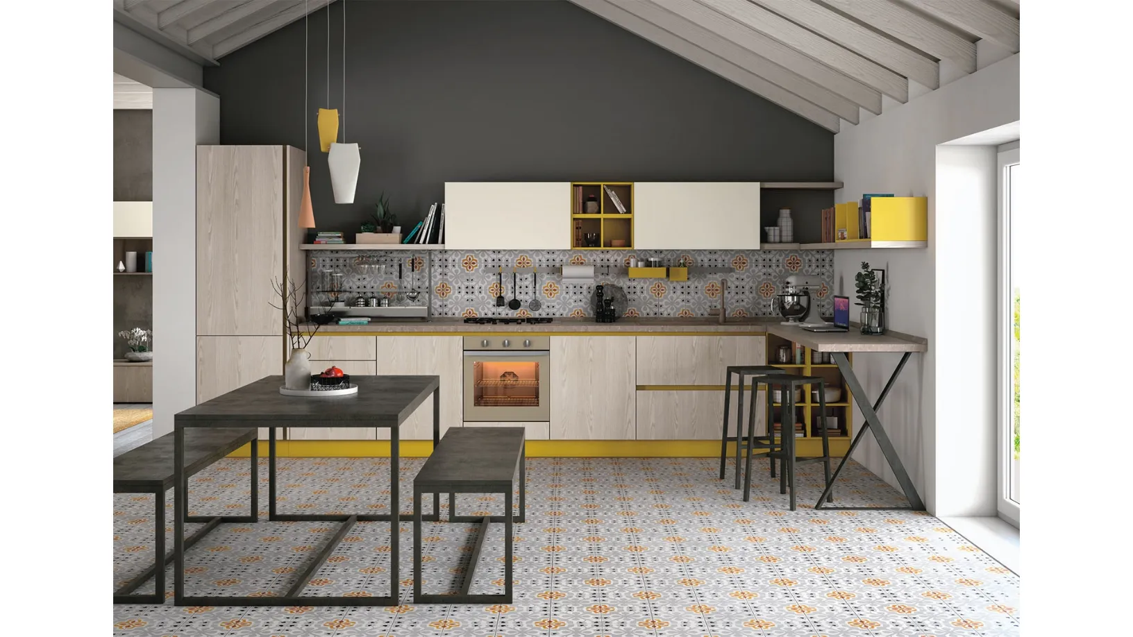 Cucina Moderne Tablet finitura Frassino Sabbia di Creo