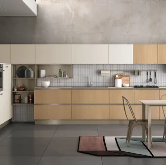 Cucina Moderna angolare Tablet finitura Rovere Arizona e Porcellana di Creo