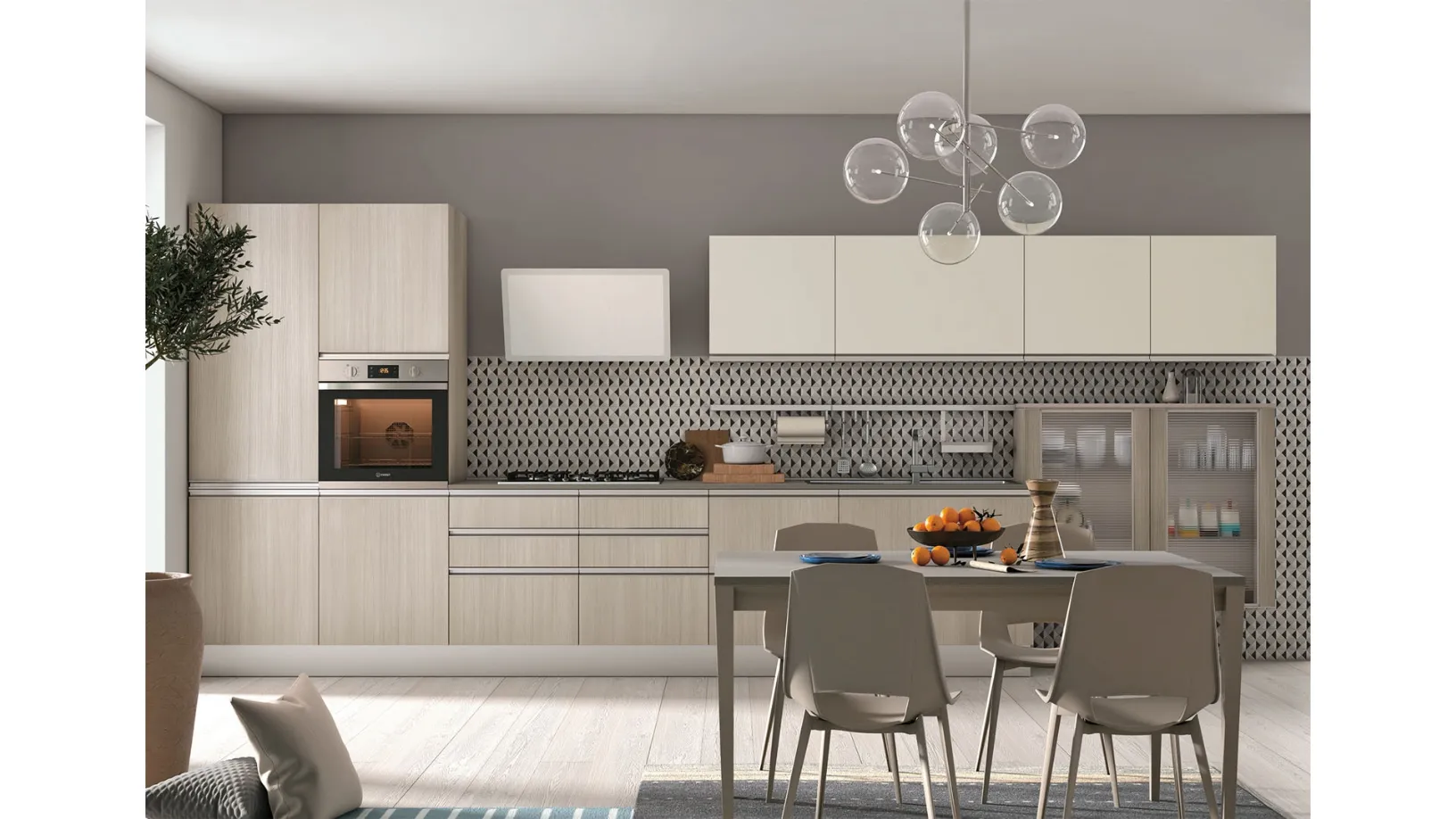 Cucina Moderna lineare Tablet finitura Rovere Luna di Creo
