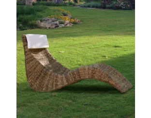 Sdraio di design Chaise Lounge finitura intreccio di Banano naturale con cuscino in tessuto di La Seggiola