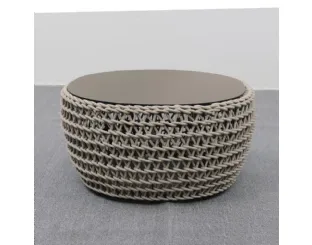 Tavolino Couch con top in alluminio verniciato e struttura in alluminio rivestitacon corda intrecciata di La Seggiola