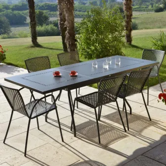 Tavolo da giardino allungabile Summer in acciaio zincato e verniciato poliestere antracite per esterni di La Seggiola