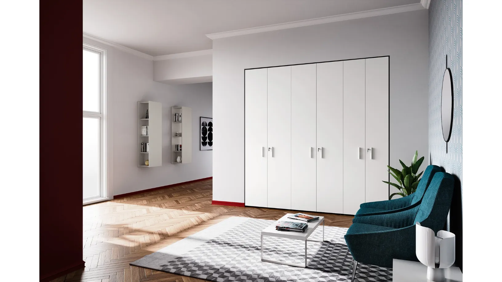 Armadio su misura con ante battenti laccato Bianco di Colombini Office