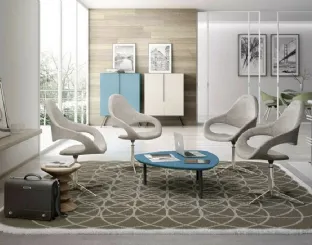 Seduta Attesa di design in tessuto imbottito e base in metallo Baila-V di Sedie Brianza