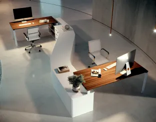 Scrivania Operativa Loft 02 in melaminico effetto legno e laccato Bianco di Colombini Office