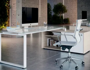 Scrivania Operativa Loft 05 con top in vetro di Colombini Office