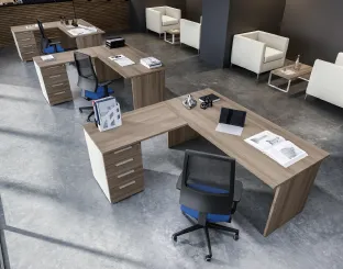 Scrivania Operativa Teko 05 a L in melaminico effetto legno di Colombini Office