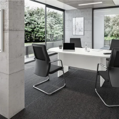 Scrivania Operativa ovale Teko 07 in laccato bianco opaco di Colombini Office