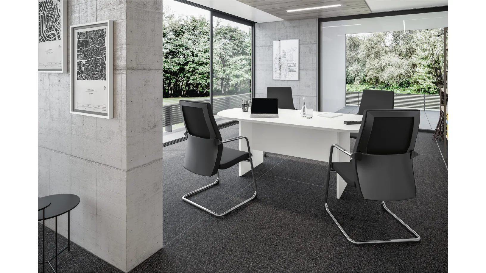 Scrivania Operativa ovale Teko 07 in laccato bianco opaco di Colombini Office