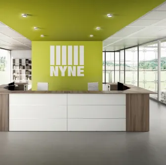 Bancone Reception GET 03 in laccato bianco opaco e melaminico effetto legno di Colombini Office