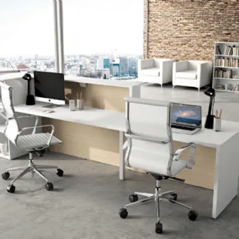 Bancone Reception con due postazioni GET 04 in laccato bianco opaco e melaminico di Colombini Office
