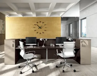Bancone Reception GET IN 07 in melaminico e vetro laccato di Colombini Office